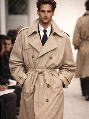 Vintage 90s Sears Men’s Trench Coat Classic Beige Removable Liner Size 42 Reg